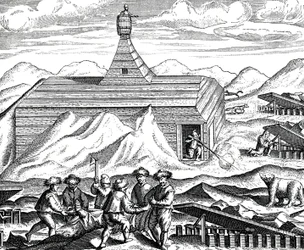 北極で熊を切り刻む1600年頃（エングレーヴィグ）