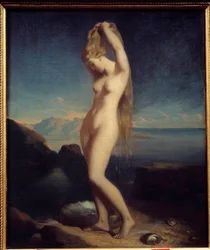 アナデュオメネのヴィーナス、または海のヴィーナス。テオドール・シャセリオー（1819-1856年）による絵画、1838年、0.65 x 0.55 m