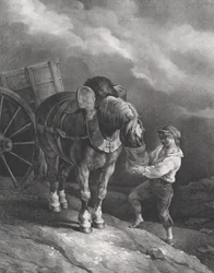 鼻袋からカート馬に餌をやる少年、1822年。