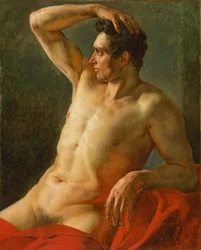 男性の胴体のプロファイル、右腕を上げる、1812