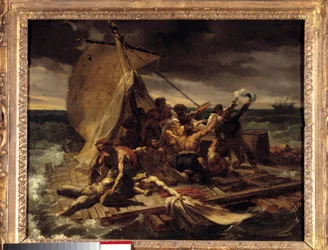 メドゥーゼの筏」プルミエールのスケッチ。セオドア・ジェリコー（1791-1824）の絵画。ディム。0.37×0.46m。