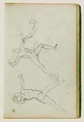 弓を引く人物を描いた3つの研究