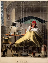 1827年のジョージ・ハントによって作成された雪解けのプリント（手彩色の彫刻）