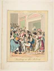 Theatrical Pleasures、Plate 5：大広間でのごちそう1835年。