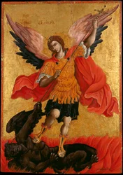 archangel Saint Michel - The Archangel Michael - Peinture (icone) de Theodore Poulakis (1622-1692) - 17世紀後半。 - パネルにテンペラ - 76x54,3 - ベナキ美術館、アテネ