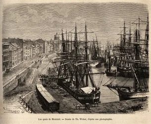 Les quais de Montreal、Th.1873年にH.デ・ラモットが行ったカナダと北の川への遠足を描いたTh.ウェーバーの絵の後に描かれたもので、1875年にエドゥアール・シャルトンが編集した「Le tour du monde」に掲載されている。セルヴ