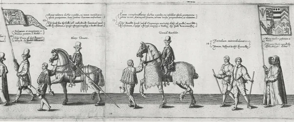 1587年、セントポールズ大聖堂に向かう途中、フィリップシドニー卿の葬儀に参加したヨーメン