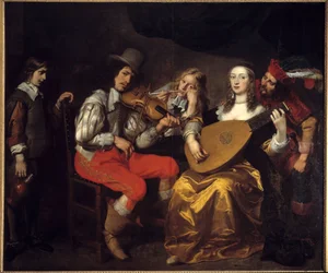 1650年のコンサート（オランダ）。ヴァン・トゥルデン（1606-1669）の絵 Ec.Flam.