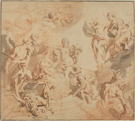 アントワープ 豊かさに恵まれて 1648年頃（紙に赤チョーク）