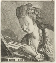 若い女性が楽譜を読む
