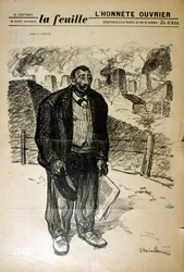 スイス生まれのフランスのアール ヌーボー様式の画家であり版画家であるアレクサンドル スタインレン (1859-1923) による、産業景観に対する貧しい工場労働者の絵