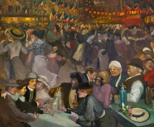 バスティーユの日（7月14日）のダンス - Alexandre Theophile Steinlen (1859-1923) - "Bal du 14 juillet "のディテール