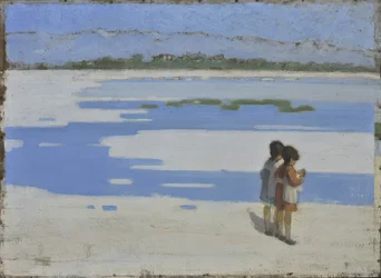ビーチにいる二人の子供たち