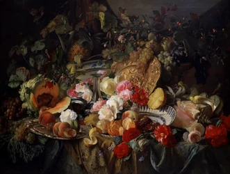 バラと果実の静物テューデ・グロンランド（1817-1876）の絵画