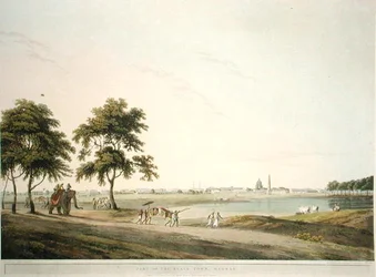 マドラスのブラックタウンの一部、プレート34、「Oriental Scenery:トーマス・アンド・ウィリアム（1769-1837）・ダニエルが彫った「東洋の風景：ヒンドゥースタンの24の景色」より34枚目