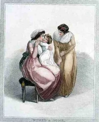 ジョセフ・ストラット（1749-1802）が彫った「家庭での看護」、L.ジェフリーズが出版した。