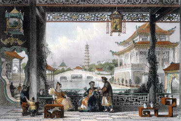「北京近郊のマンダリンのパビリオンと庭園」、中国、1843