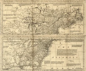 北アメリカにおけるイギリスとフランスの入植地地図 LOC 2003623385