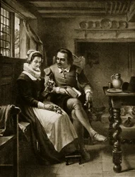 シェイクスピアの求愛、「ハッチンソンのイギリス国民の物語」、1923年頃のイラスト