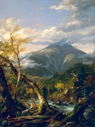 "Indian Pass" アメリカ・インディアンのいる小川の風景 - トーマス・コール（1801-1848）の絵画 - 1847年 - 油彩・キャンバス Dim 101x75 cm ヒューストン美術博物館