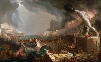 Sac de Rome (455) - Le Destin des empires - Destruction - par Thomas Cole - 1836- New York Historical Society - (ローマ、ローマ帝国、ガイゼリック、ゲンゼリック、移動の時代、蛮族の侵入、ヴァンダル、西ローマ帝国の崩壊、ローマの崩壊、ローマの略奪