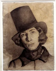 ジョージ・サンドの息子、モーリス・サンド（1823-1889）の肖像（21歳） - トーマス・クチュール（1815-1879）による年代不明のデッサン - このデッサンは長い間、母ジョージ・サンドのものと考えられていた（パリ・ロマンティック生活博物館）。