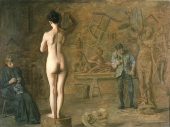 スクールキル川の寓話的な人物を彫るウィリアム・ラッシュ（1756-1833）