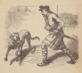 ルウェリンとその犬（カラー版画）