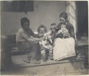 [Frances Crowell with Unidentified Boy, Katie, James, and Frances Crowell], 1890., 1890.