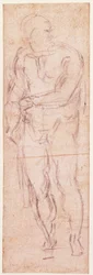 マーケットガールの奪取、1807年（紙、WC、ボディカラー、鉛筆、ペン、インク）