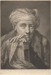 Porträt eines Mannes mit Turban, auf ein Buch gelehnt