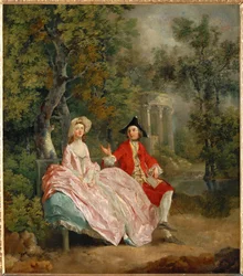 Conversation dans un parc - 画家と妻のマーガレットが公園で...