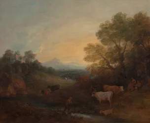 牛のある風景、カリフォルニア州。 1773年。