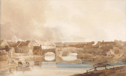 モーペス橋、ノーサンバーランド、1801年頃（紙に鉛筆と水彩画）