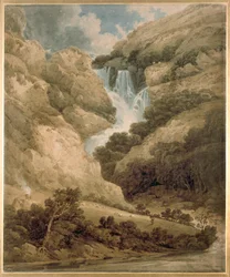 Lodore の滝のある Wathenlath の峡谷、Derwentwater、c1801