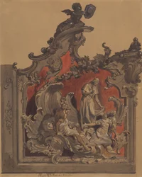 Escola de St. Rocco, Veneza, Estudo de Decoração Curva