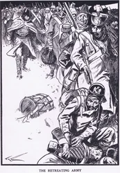 退却する軍隊（カラーリトグラフ）
