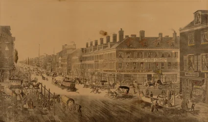 ブロードウェイ、ニューヨーク、1836年（ウェッブの照明店を示す）