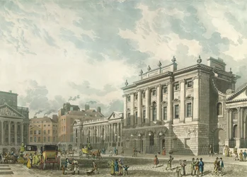 ダニエルハヴェル（1785-1826）によって刻まれたイングランド銀行の眺め、パブ。 1816アッカーマンの「芸術のリポジトリ」（アクアチント）