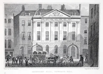 スキンナーズホール、ダウゲートヒル、「ロンドンと19世紀の環境」パブから。 Jones und Co.、1827-1829