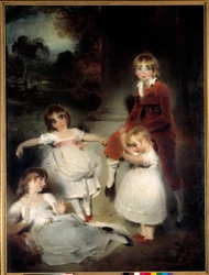 ジョン・アンガースタインの子供たちトーマス・ローレンス卿（1769-1830）の絵画 19世紀 日1,95x1,46m。