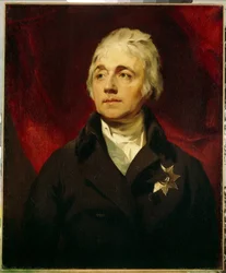 セミョン・ロマノビッチ・ヴォロンツォフ伯爵の肖像 (1744-1832) (セミョン・ロマノヴィッチ・ヴォロンツォフ伯爵の肖像)。 サー・トーマス・ローレンス (1769-1830) の絵画、キャンバスに油彩。 18世紀後半から19世紀初頭にかけてのイギリスのロマン主義。 国立エルミタージュ、サンクトペテルブルク。