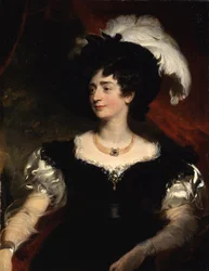 ヒューの妻、シャーロット・フロレンティアの肖像、ノーサンバーランドの第3公爵1828-29（キャンバスに油彩）