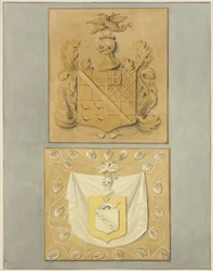 ラングトン邸の玄関にある紋章、裏面（水彩・紙