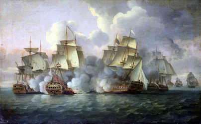 フランスとアメリカの艦船と交戦するHMS「メディエーター