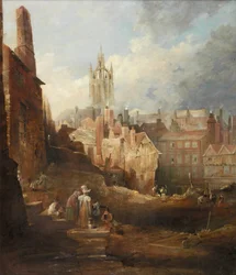 ハイレベルブリッジの発掘、ニューカッスルアポンタイン、c.1846