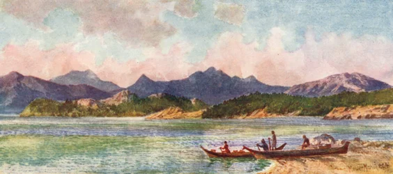 ネルソン島近くの太平洋岸（カラーリトグラフ）