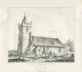 アクトントラッセル教会：ペンとインクの描画、1838年