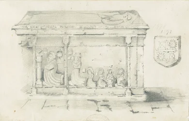 エクルシャル教会-ベンサム司教の墓：鉛筆画、nd [1817-1845]