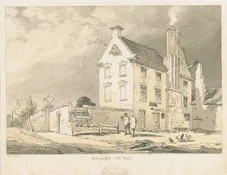 ウェンズフィールド-「オールドホール」：セピア、ペン、色合いの描画、1837
